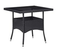 vidaXL Outdoor Dining Table Black Poly Rattan and Glass