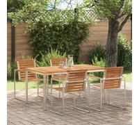 Outdoor Dining Table Brown 150x90x75cm Solid Teak Wood for Garden Patio Use