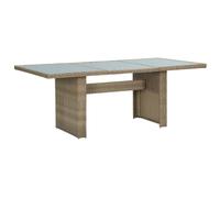 Outdoor Dining Table Brown PE Rattan Glass Top 200x100x74 cm Steel Frame Sturdy