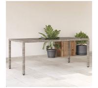 Outdoor dining table Light grey PE rattan with tempered glass 190x90x75 cm steel