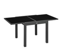 Outdoor Dining Table Patio Extendable Tempered Glass Tabletop Aluminium Frame