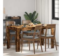 Outdoor dining table Smoked Oak 140x74.5x76 cm Poly Rattan Steel Frame for patio
