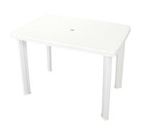 Outdoor Dining Table White 101x68x72 cm Plastic Weather-Resistant Umbrella Hole