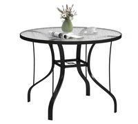 Outsunny Outdoor Dining Table With Parasol Hole, Round, 96.5 X 96.5 X 71 Cm In Black Black