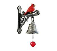 Outdoor Dinner Bell, Wall Mounted Retro Decoration, Red Cardinal Bird Entry Bell, Vintage Rustic Accent, Durable Metal Feature, Home Décor Accessory, Front Door Porch Balcony Garden Farmhouse Fence