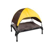 Outdoor Dog Bed - Upgraded Elevated Dog Cot with Canopy Stable Anti-Slip Feet | Portable Raised Cooling Bed Large Dogs Cats, Perfect for Camping, Beach, Backyard, Travel Breathable Mesh Design