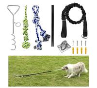 Outdoor Dog Bungee Tug Toy with Tie-Out Stake,Dog Wall Hook,Tug of War Toy for Large Medium Small Dogs on Ground Lawn or Wall,Interactive Toy for Outdoor Indoor Activity