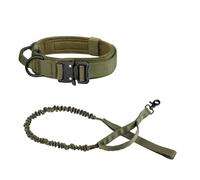 Outdoor Dog Camping Hunting Training Collar Military Tactical Dog Collar Leash Set Adjustable Pet Collar For Medium And Large Dogs German Shepherd French Bulldog Labrador,green,XL