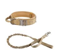 Outdoor Dog Camping Hunting Training Collar Military Tactical Dog Collar Leash Set Adjustable Pet Collar For Medium And Large Dogs German Shepherd French Bulldog Labrador,khaki,XL