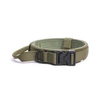 Outdoor Dog Collar Metal Buckle Breathable Nylon Collar(Green 2,XL)