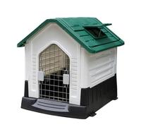 Outdoor Dog House, Plastic Doghouse with Elevated Base, Weatherproof and Easy to Install, Breathable Design for Small to Large Dogs