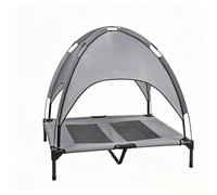 Outdoor Dog House Waterproof 600D Oxford Cloth Portable Cat Tent with Removable Canopy 18-24cm From the Ground Load Capacity 35kg Pet Nest Suitable for Camping Gardening Travel(Gray,61x47x18cm)