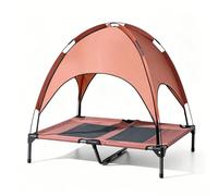 Outdoor Dog House Waterproof 600D Oxford Cloth Portable Cat Tent with Removable Canopy 18-24cm From the Ground Load Capacity 35kg Pet Nest Suitable for Camping Gardening Travel(Brown,92x76x19cm)