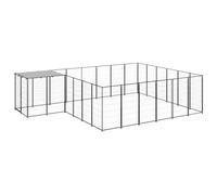 Outdoor Dog Kennel, 12.1 m² Large Dog Run Made of Powder-Coated Steel, Robust Run with UV Protection Roof for Puppies and Dogs