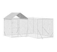 Outdoor Dog Kennel Dog House Crate with Roof Silver Galvanised Steel vidaXL