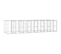 vidaXL Outdoor Dog Kennel Galvanised Steel 16.94 m? Puppy Enclosure Dog Cage