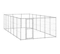 Outdoor Dog Kennel, Galvanised Steel 21.78 m² Large Pet Enclosure, Secure Playpen with Lockable Latch System for Backyard, Silver Finish
