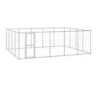 Outdoor Dog Kennel, Galvanised Steel 24.2 m², Heavy Duty Pet Enclosure with Lockable Latch, Large Exercise Playpen for Dogs, Silver Finish