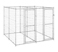 vidaXL Outdoor Dog Kennel Galvanised Steel 4.84 M, Silver