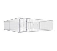 vidaXL Outdoor Dog Kennel Galvanised Steel 4X4X1 M, Silver