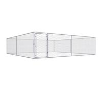 vidaXL Outdoor Dog Kennel Galvanised Steel 4X4X1 M, Silver