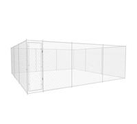vidaXL Outdoor Dog Kennel Galvanised Steel 570X570X185cm, Silver