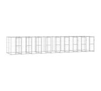 Outdoor Dog Kennel Made of Galvanised Steel with 21.78 m² Area, Lockable Latch System, Mesh Grille Side Walls, Door 55.5 x 160 cm, Ideal as a Puppy Run and Dog Gate Flat