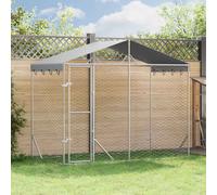 Outdoor Dog Kennel Silver 3x1.5x2.5m Galvanised Steel Mesh Roof Lockable Latches