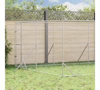 Outdoor Dog Kennel Silver Galvanised Steel 4x8x2m Lockable Run Enclosure Heavy