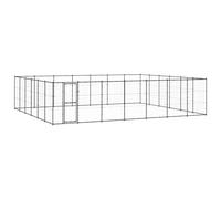 Outdoor Dog Kennel Steel Patio Dog House Cage Black/Silver Multi Sizes vidaXL