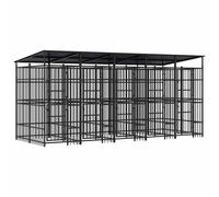 Outdoor Dog Kennel Steel Puppy Enclosure with/without Roof Multi Sizes vidaXL