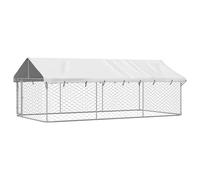 vidaXL Outdoor Dog Kennel with Roof 400x200x150 cm, Silver