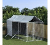 Outdoor Dog Kennel with Roof Silver 2x6x2.5 m Galvanised Steel Berkfield Home Silver One Size