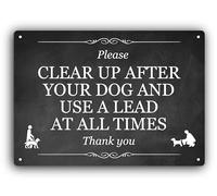 Outdoor Dog Waste and Leash Sign - Clean Up After Your Dog - UV Printed Aluminum Composite A4 Size (11.7" x 8.3")