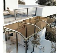 Outdoor Door Awning -Polycarbonate Canopy with Aluminum Brackets for Rain Snow & Sun Protection - Stylish Window & Patio Entry Cover (Brown 39"x173")