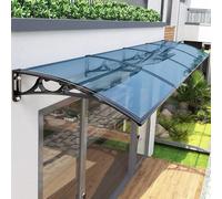 Outdoor Door Canopy Awning, 120x180 cm, Polycarbonate Cover, Black Bracket, Blue Panels, Front Door Shade, Weather Protection, Patio Awning for Entrance