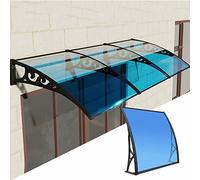 Outdoor Door Canopy Awning 150x200cm Polycarbonate Roof with Aluminum Bracket Arched Design for Windows Doors Balconies Black & Blue Color Options