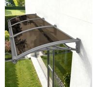 Outdoor Door Canopy with Drainage System - UV & Rain Protection for Porch Entryway Deck Patio - Grey-Brown 23.6x82.7 inches - Durable Weather Shield