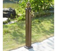 Outdoor Double Faucet for Garden Freeze-Resistant Water Tap Self-Supporting Hose Bib 2 Water Inlets Gold Finish 113cm/44in Perfect for Winter Use