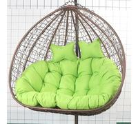 Outdoor Double Hanging Chair for 2, Weatherproof Cushions, 10cm Thick Anti-Deformation Seats, Swing Chair Pad, Fruit Green Color, Perfect for Garden Relaxation.