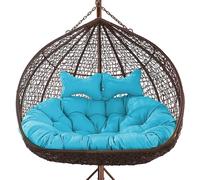 Outdoor Double Hanging Egg Chair Cush 2 Person Swing Seat Replacement table Hammock Pad (Blue) for Garden Patio and Balcony Use