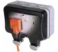 BG Electrical Outdoor Double Switched Power Wall Plug Socket, Weatherproof, Nexus Storm, Grey, 13A, IP66 Rated, WP22