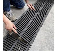 Outdoor Drain Cover Large Outdoor Drain Covers To Stop Leaves Cut To Size, Drainage Ditch Cover For Garage Yard Road Garden, Durable Black Rectangular Rainwater Grate, 2 Pack, 20x50x3cm/7.8x19.6x1.1in
