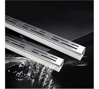 Outdoor Drainage Channel System - 1m Long Stainless Steel Rectangular Drain with Upper Grille, 2 Pack for Sidewalk, Garden, Yard, Patio, Dimensions 5x3cm