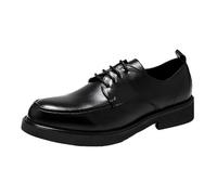Outdoor Dress Formal Shoes for Mens Pu Leather Lace-up Brogue Business Working Office Anti-Slip Rubber Sole Slip Resistant Block Heel Shoe(Negro,6 UK)