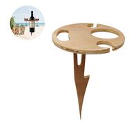 Outdoor Drink Table Mini Wooden Rack Foldable Round Desktop Easy Carry Desk Furniture Cup Glass Holder Picnic Table Party Camping Travel