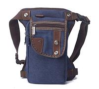 Outdoor Drop Leg Bag Thigh Pack, Men Oxford/Nylon/Canvas Drop Leg Bag Fanny Waist Pack Thigh Hip Bum Belt Casual Shoulder Bag Motorcycle Riding Travel Waist Pack(Deepblue Canvas)