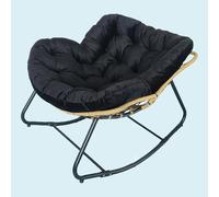 Outdoor Egg Chair Large Comfortable Rattan Lounge Chair with Cushions Perfect for Patio Garden Porch Living Room Bedroom Black 125cm