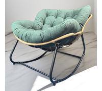 Outdoor Egg Chair Large Rattan Lounge Chair with Cushions Comfortable Patio Rocker for Garden Porch Bedroom & Living Room 125cm Green