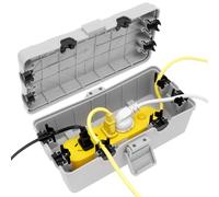 Outdoor Electrical Box IP54 Waterproof Power Cord Enclosure Weather Proof Plug Box Enhanced PP Extension Cord Cover for Socket Power Strip Plug Adapter Inner 9.7 x 4.5 x 2.8 Inch (Grey)